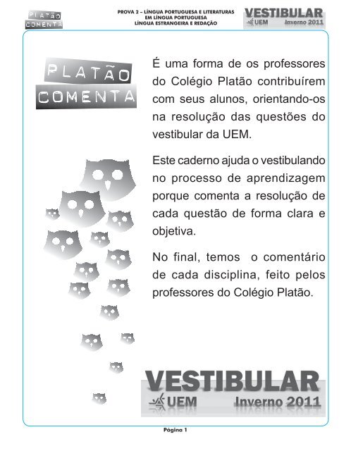 Língua Portuguesa e Literaturas em Língua  - Colégio Platão